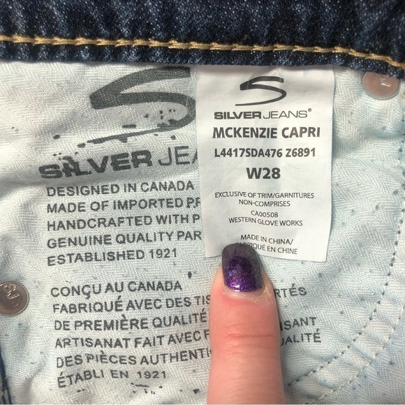 Silver McKenzie Denim Capri Jeans Dark Wash Size 28 - Picture 6 of 10